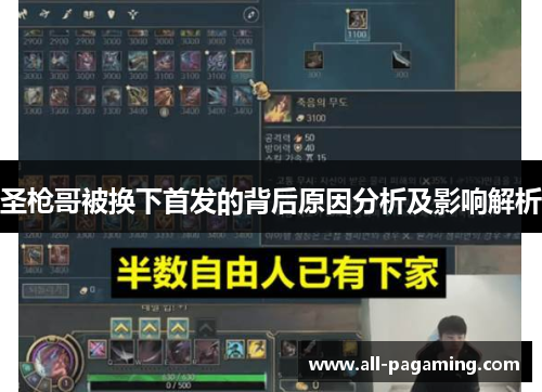 圣枪哥被换下首发的背后原因分析及影响解析
