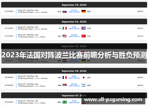2023年法国对阵波兰比赛前瞻分析与胜负预测 2023年法国对阵波兰比赛前瞻分析与胜负预测